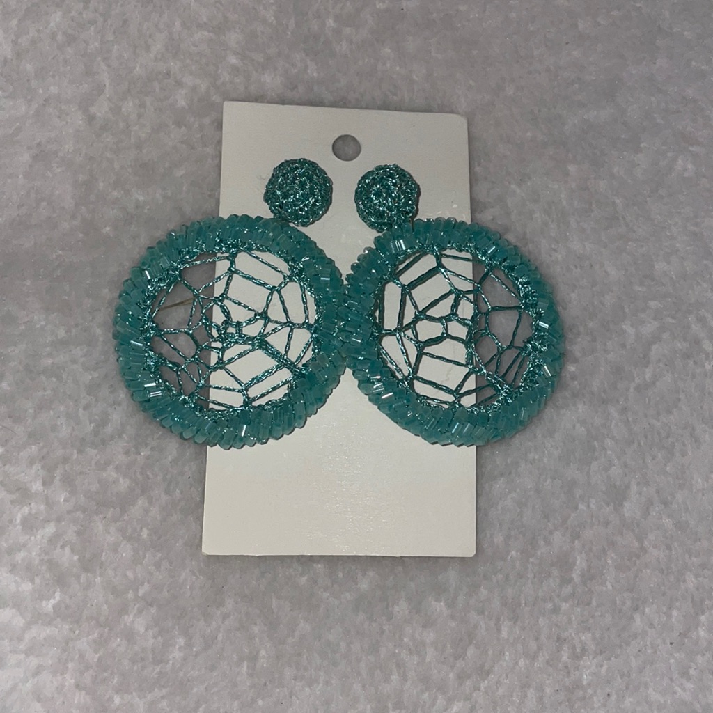 Blue Beaded Earrings 10$